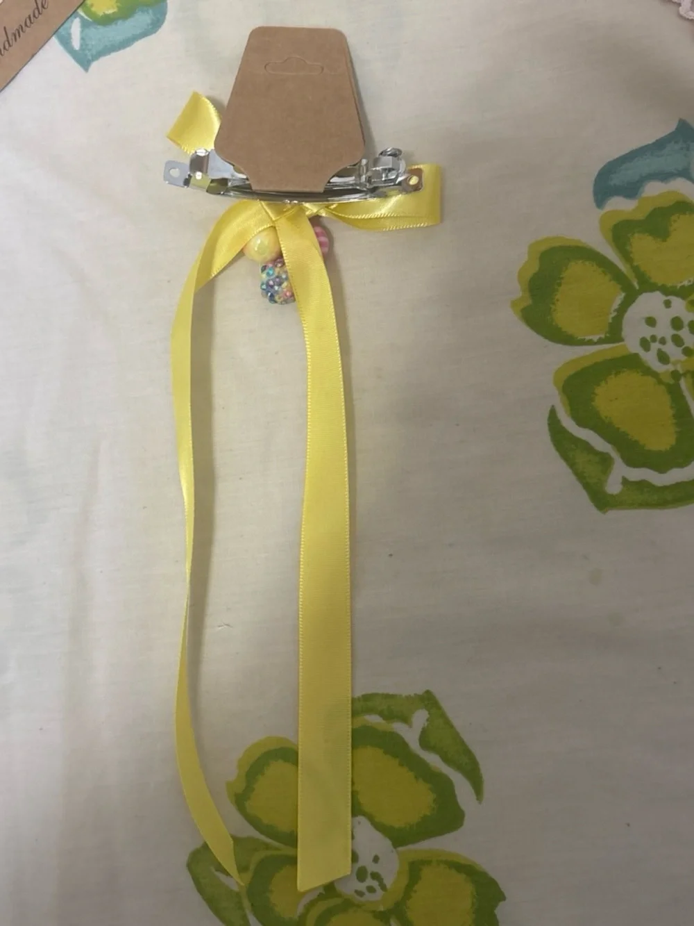 Handmade Yellow Satin Ribbon Hair Bow for Kids